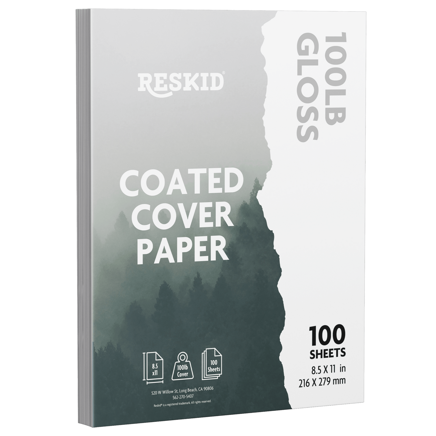 100 Pack of Double - Sided Coated Cover Digital C2S Cardstock - Reskid