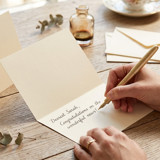 Reskid 100-Pack Cream Blank Greeting Cards - Heavyweight 100lb Natural Cover Cardstock - 300GSM - Pre-Scored Printable Note Cards