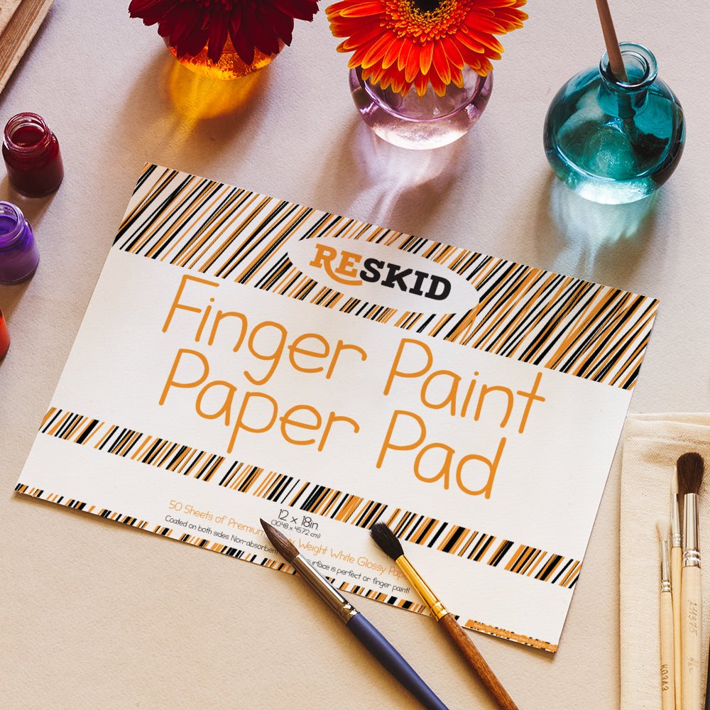 Reskid Large Finger Paint Paper Pad (12 x 18 inches) - 50 Sheets, 2 - Pack - Kids Art Supplies, Fingerpaint Paper for Toddlers and Kids, Paint Pad for Kids, Kids Art Paper (12x18 (2PACK)) - Reskid