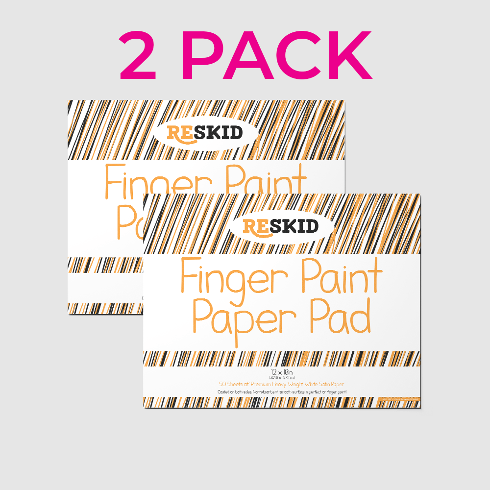 Reskid Large Finger Paint Paper Pad (12 x 18 inches) - 50 Sheets, 2 - Pack - Kids Art Supplies, Fingerpaint Paper for Toddlers and Kids, Paint Pad for Kids, Kids Art Paper (12x18 (2PACK)) - Reskid