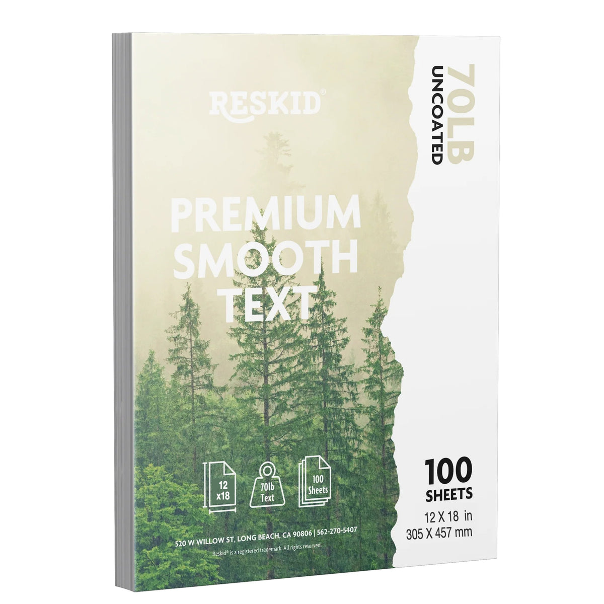 Reskid premium smooth text paper pack, 12 x 18 inch, 100 sheets