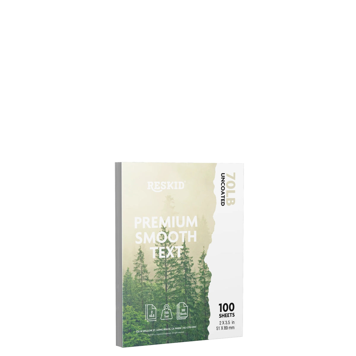 Reskid premium smooth text paper pack, 2 x 3.5 inch, 100 sheets
