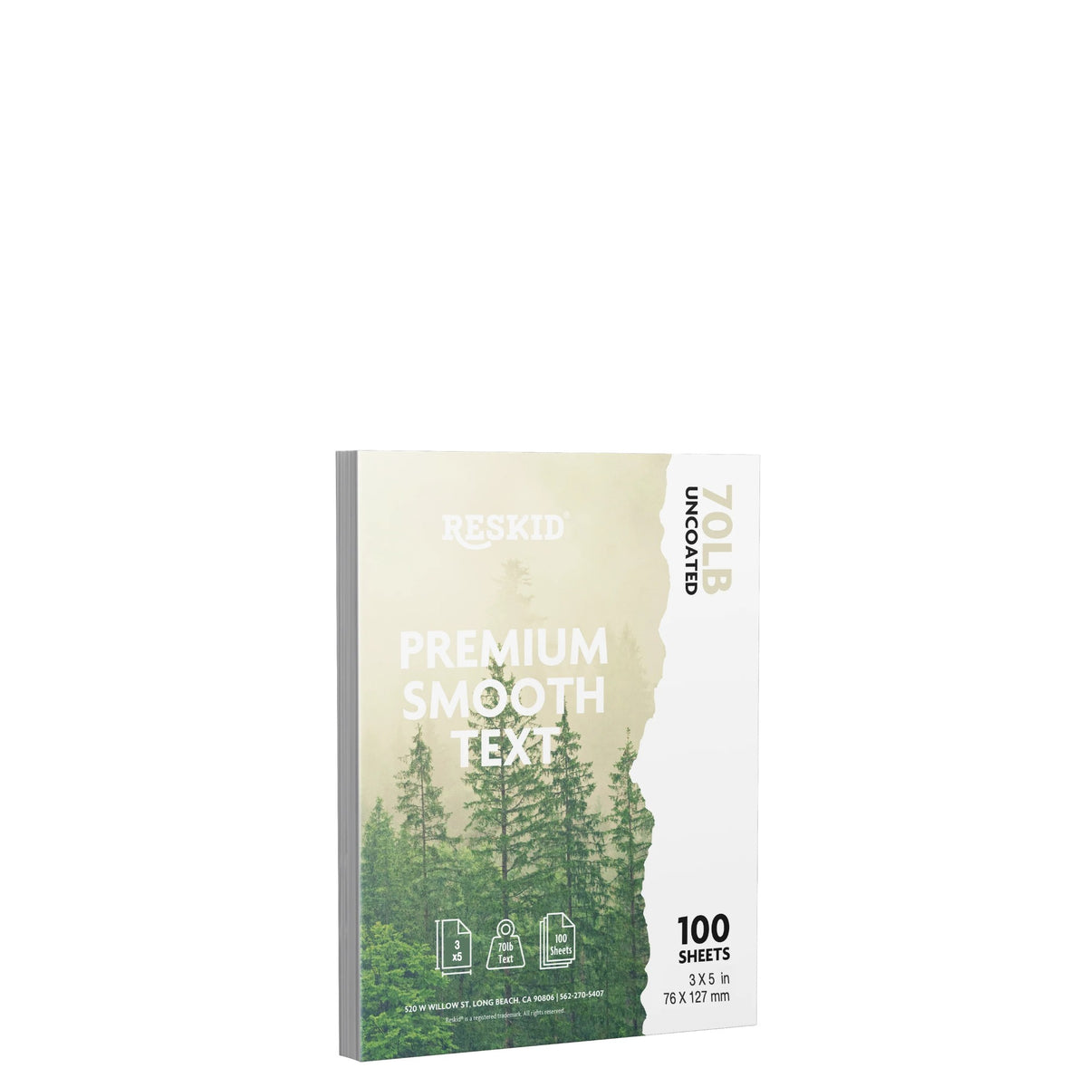 Reskid premium smooth text paper pack, 3 x 5 inch, 100 sheets