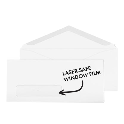 10 Single Digital Window Envelopes - 2500 Bulk Box - 4 1/8" x 9 1/2" - 24lb White - Gummed - Laser Safe for Printing, Single Left Heat Resistant Window for QuickBooks Invoice or Business Mail - Reskid
