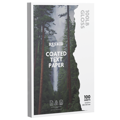 100 Pack of Double - Sided Coated Text Digital C2S Paper - Reskid
