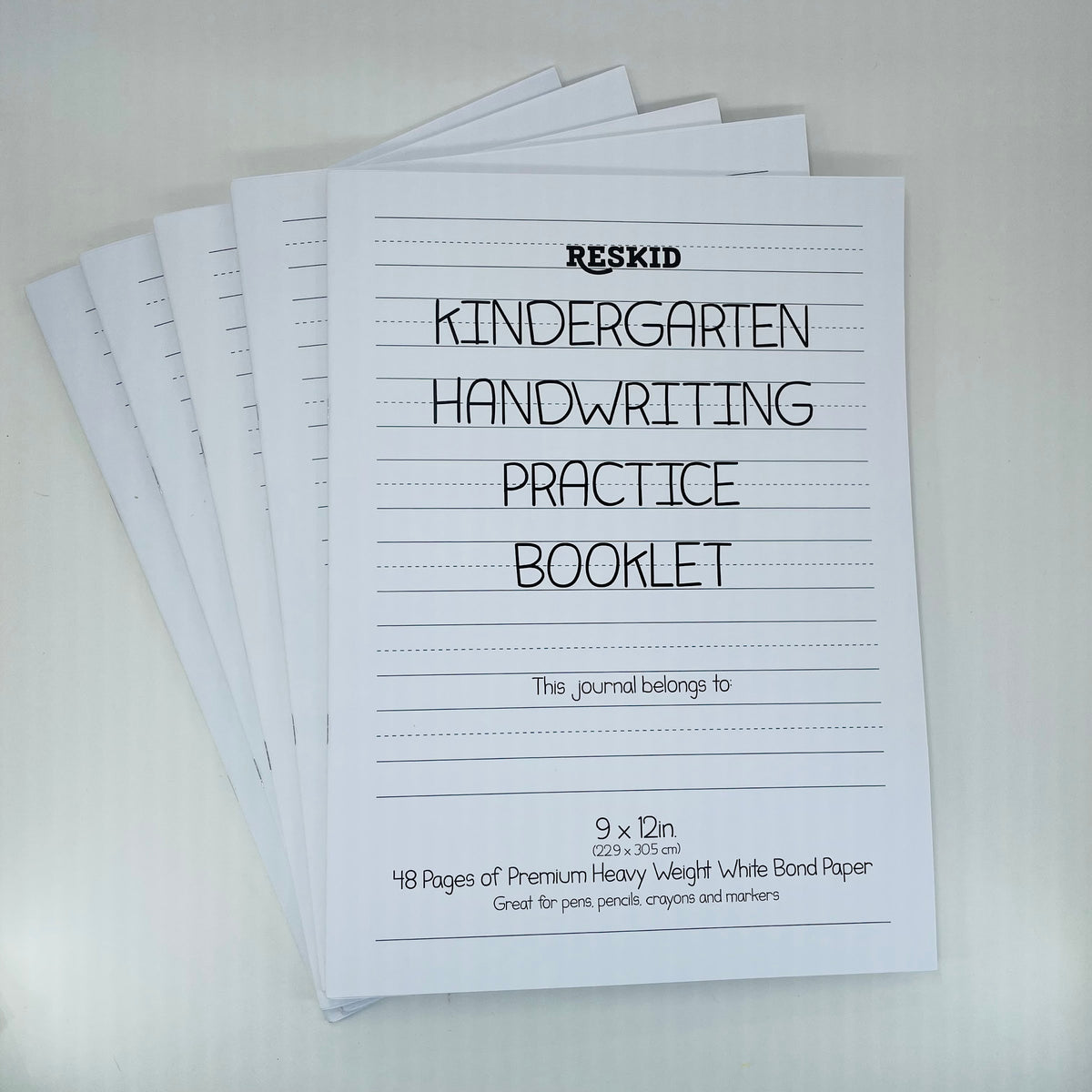 Reskid kindergarten handwriting practice booklets, 5-pack