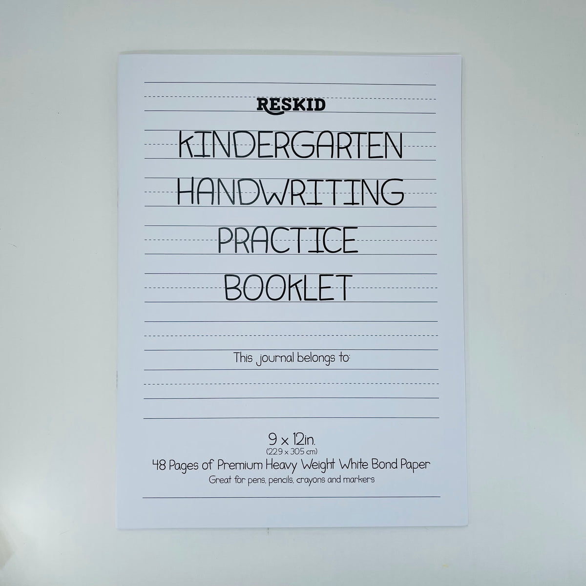 Reskid kindergarten handwriting practice booklet cover