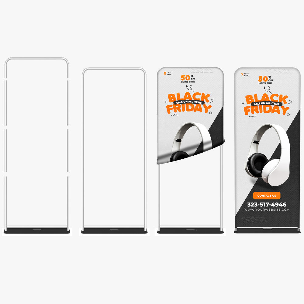 Tension Fabric Stand Hardware (36"x90") - Lightweight Aluminum Kit for Quick Setup and Stability, Compatible with 36"x90" Inserts, Complete with Heavy-Duty Base Plate and Soft-Sided Carrying Bag