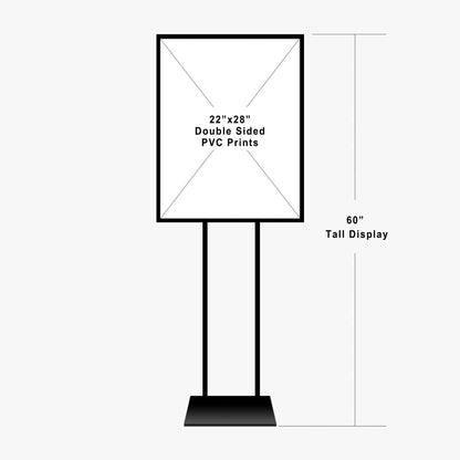 Premium 22" x 28" Poster Stand (Hardware Only) - Floorstanding Sign Holder for Retail Advertising - 60" Tall - Sturdy Construction - Matte Black Finish - Lightweight & Portable - Easy Assembly