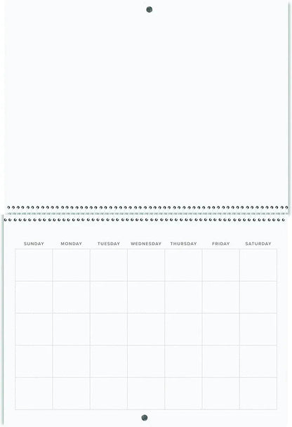 Blank Scrapbook Wall Calendar - 2 - Pack - 80lb Cardstock - Undated, 12" x 9" Closed, 18" Open Size, Large Bookstore - Quality, Spiral - Bound Hanging Monthly Calendar for Kitchen & Office - Premium - Reskid