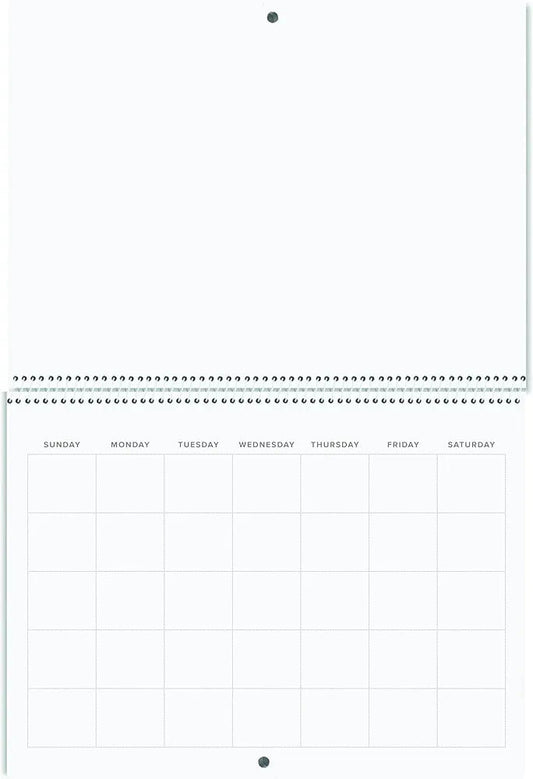 Blank Scrapbook Wall Calendar - 2 - Pack - 80lb Cardstock - Undated, 12" x 9" Closed, 18" Open Size, Large Bookstore - Quality, Spiral - Bound Hanging Monthly Calendar for Kitchen & Office - Premium - Reskid