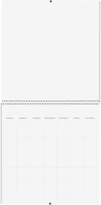 Blank Scrapbook Wall Calendar - 2 - Pack - 80lb Cardstock - Undated, 12" x 9" Closed, 18" Open Size, Large Bookstore - Quality, Spiral - Bound Hanging Monthly Calendar for Kitchen & Office - Premium - Reskid