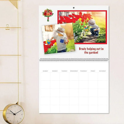 Blank Scrapbook Wall Calendar - 2 - Pack - 80lb Cardstock - Undated, 12" x 9" Closed, 18" Open Size, Large Bookstore - Quality, Spiral - Bound Hanging Monthly Calendar for Kitchen & Office - Premium - Reskid