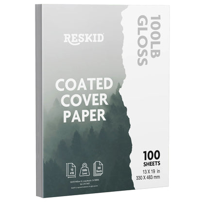 Reskid coated C2S cardstock pack, 13 x 19 inch, 100 sheets
