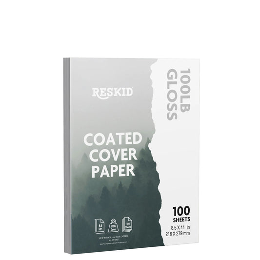 Reskid coated C2S cardstock pack, 8.5 x 11 inch, 100 sheets