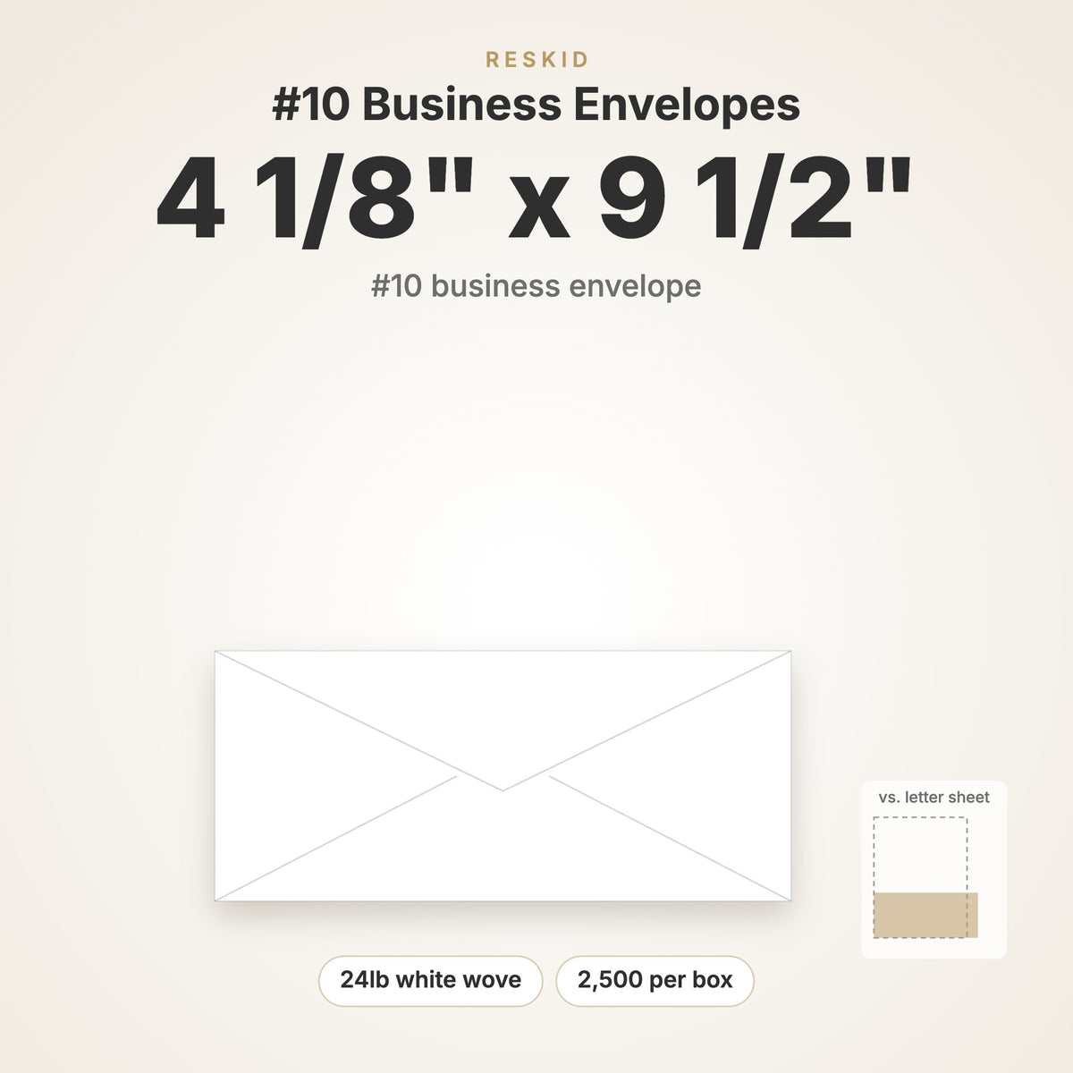 Reskid #10 business envelope, 4 1/8 x 9 1/2 inch