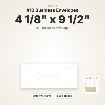 Reskid #10 business envelope, 4 1/8 x 9 1/2 inch