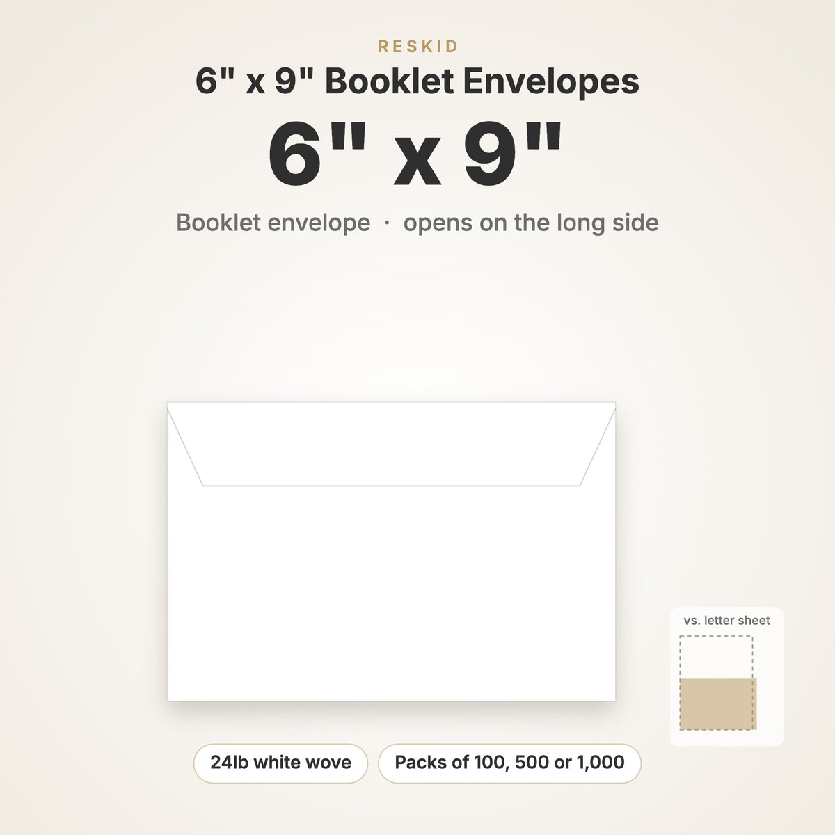 Reskid 6 x 9 inch booklet envelope