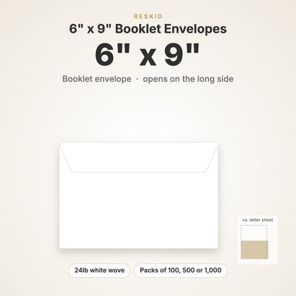 Reskid 6 x 9 inch booklet envelope
