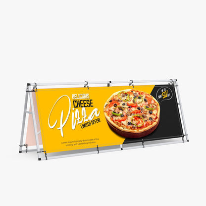 Horizontal Banner A - Frame – 3ft x 8ft Outdoor Sideline Banner Stand – Portable and Weather - Resistant Frame Banner – Promotional and Sporting Events - Reskid