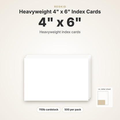 Reskid heavyweight index cards, 4 x 6 inch, 500 pack