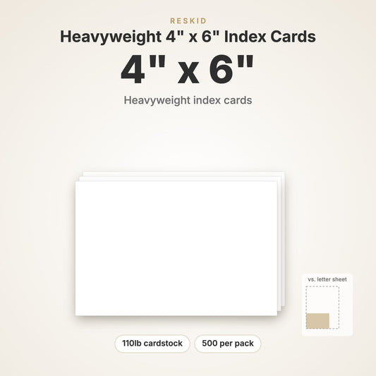 Reskid heavyweight index cards, 4 x 6 inch, 500 pack