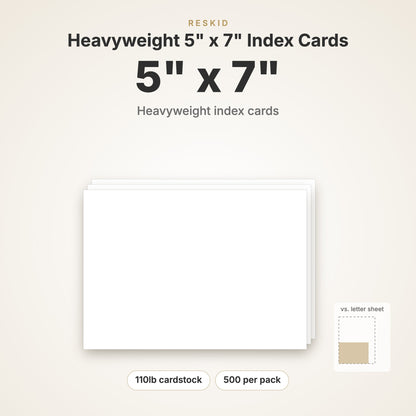 Reskid heavyweight index cards, 5 x 7 inch, 500 pack