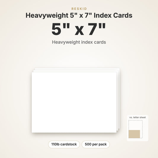 Reskid heavyweight index cards, 5 x 7 inch, 500 pack