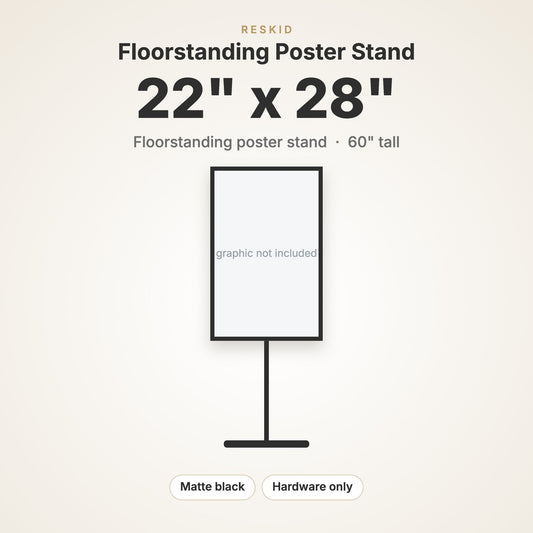 Reskid floorstanding poster stand for 22 x 28 inch graphics