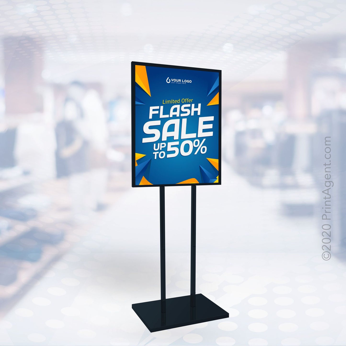 Premium 22" x 28" Poster Stand (Hardware Only) - Floorstanding Sign Holder for Retail Advertising - 60" Tall - Sturdy Construction - Matte Black Finish - Lightweight & Portable - Easy Assembly - Reskid