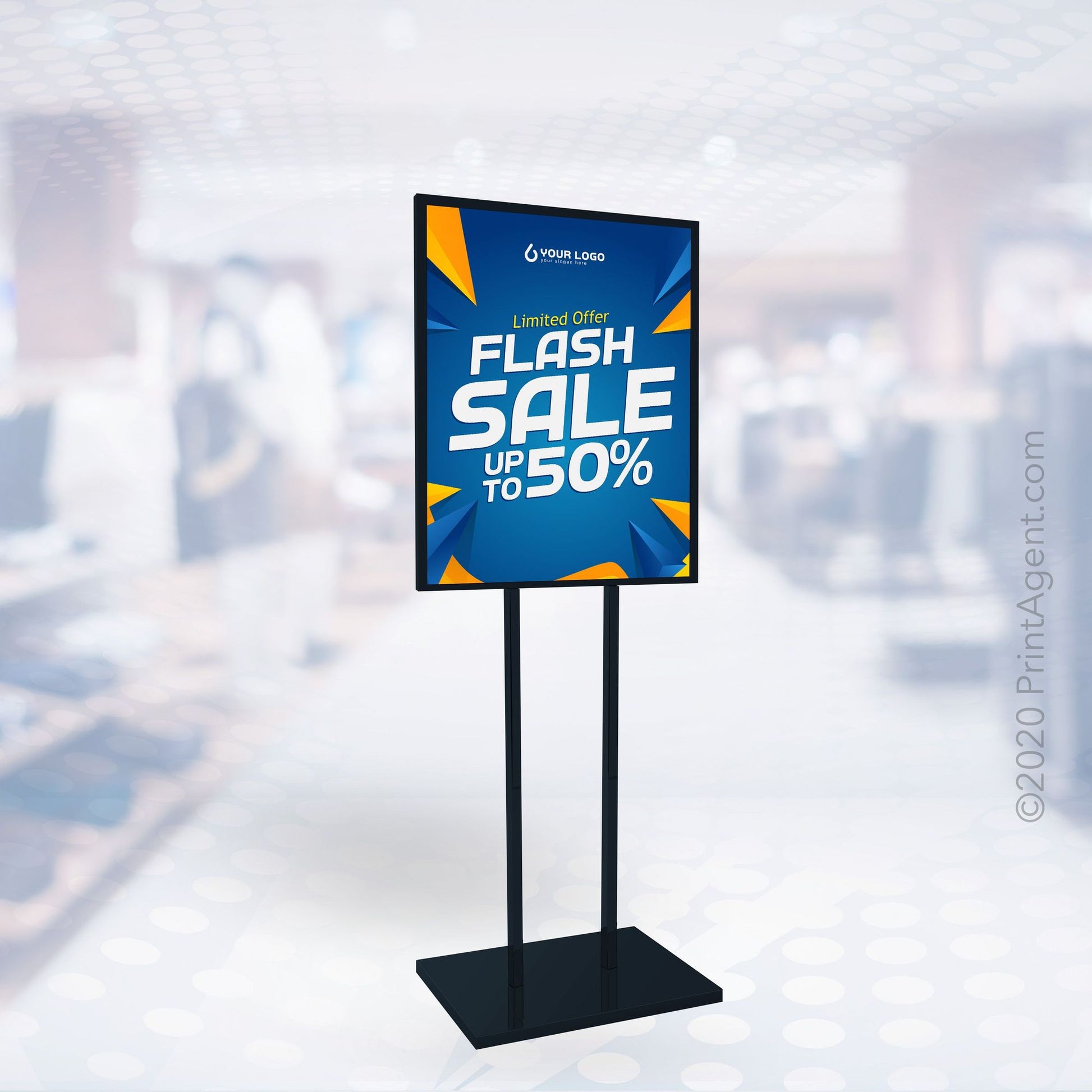 Premium 22" x 28" Poster Stand (Hardware Only) - Floorstanding Sign Holder for Retail Advertising - 60" Tall - Sturdy Construction - Matte Black Finish - Lightweight & Portable - Easy Assembly - Reskid