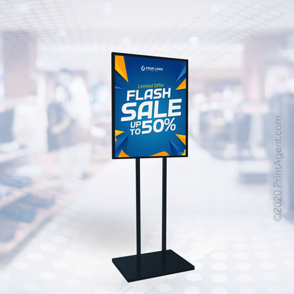 Premium 22" x 28" Poster Stand (Hardware Only) - Floorstanding Sign Holder for Retail Advertising - 60" Tall - Sturdy Construction - Matte Black Finish - Lightweight & Portable - Easy Assembly - Reskid