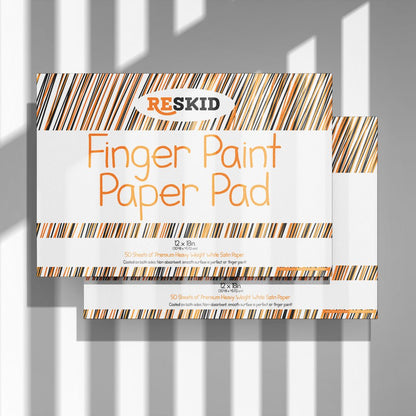 Reskid Large Finger Paint Paper Pad (12 x 18 inches) - 50 Sheets, 2 - Pack - Kids Art Supplies, Fingerpaint Paper for Toddlers and Kids, Paint Pad for Kids, Kids Art Paper (12x18 (2PACK)) - Reskid