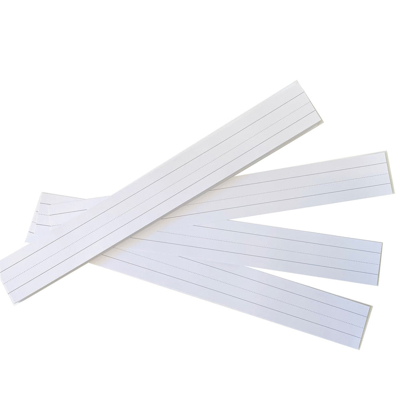 Ruled Sentence Strips, Thick Paper - 80lb Cardstock, White, Pack of 100 - Ideal for Classrooms, Offices, or Homes - Prou