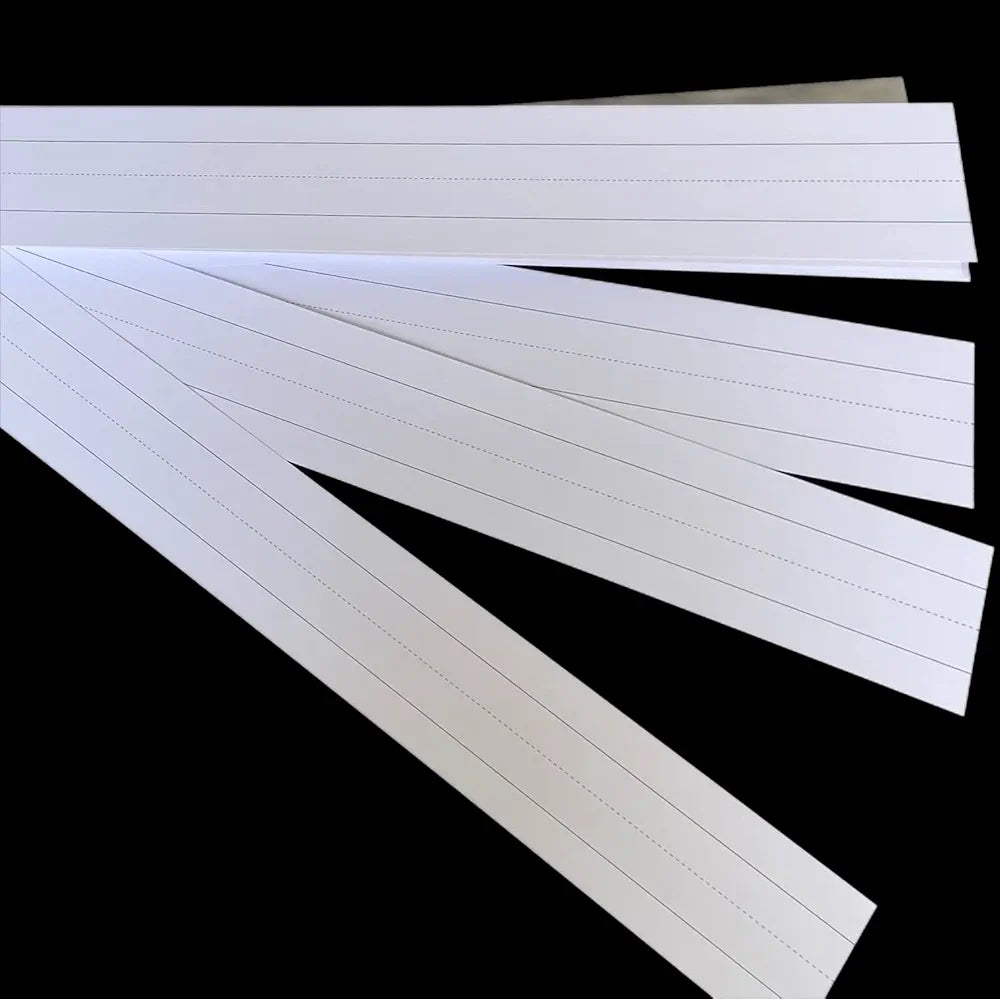 Ruled Sentence Strips, Thick Paper - 80lb Cardstock, White, Pack of 100 - Ideal for Classrooms, Offices, or Homes - Proudly Made In The USA (100) - Reskid