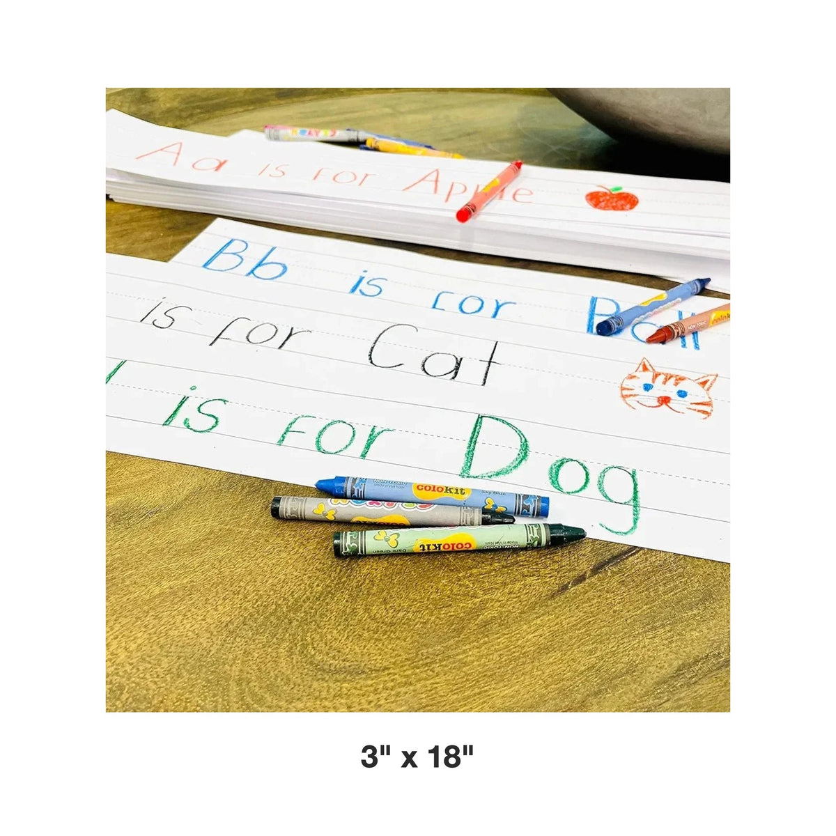 Reskid ruled sentence strips, 3 x 18 inch