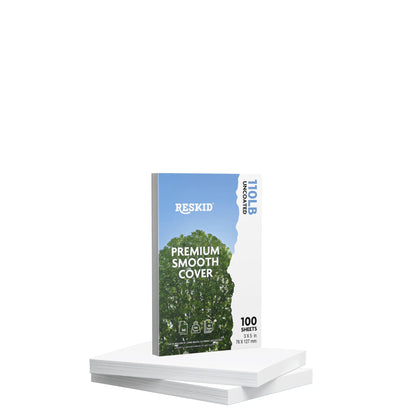 Reskid premium smooth white cardstock pack, 3 x 5 inch, 100 sheets