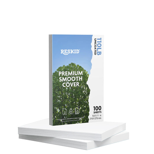 Reskid premium smooth white cardstock pack, 8.5 x 11 inch, 100 sheets