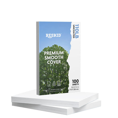 Reskid premium smooth white cardstock pack, 8.5 x 14 inch, 100 sheets