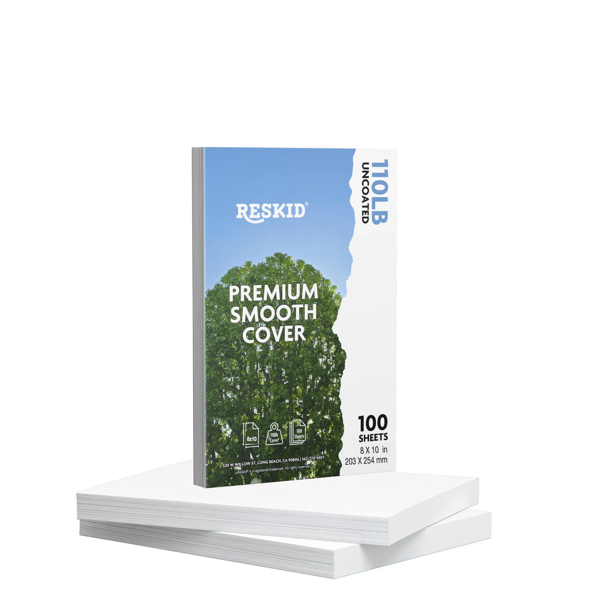 Reskid premium smooth white cardstock pack, 8 x 10 inch, 100 sheets