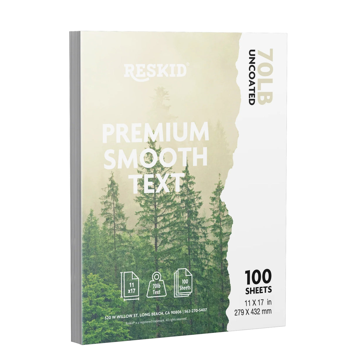 Reskid premium smooth text paper pack, 11 x 17 inch, 100 sheets