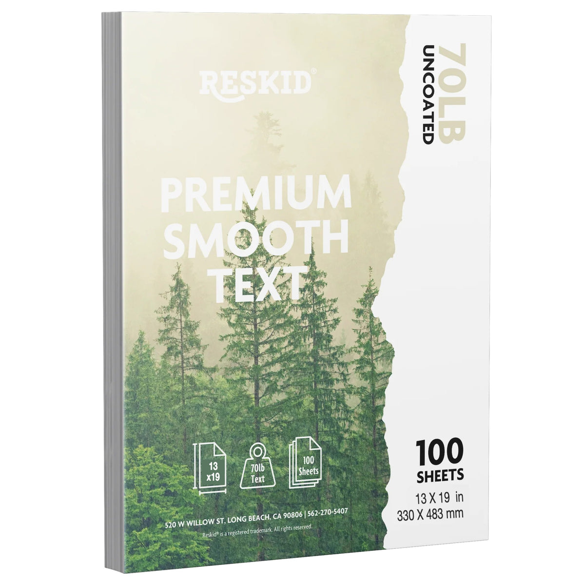 Reskid premium smooth text paper pack, 13 x 19 inch, 100 sheets