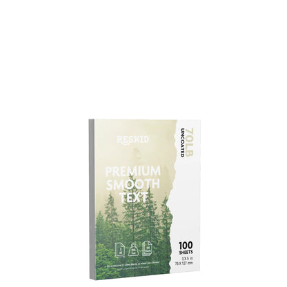 Reskid premium smooth text paper pack, 3 x 5 inch, 100 sheets