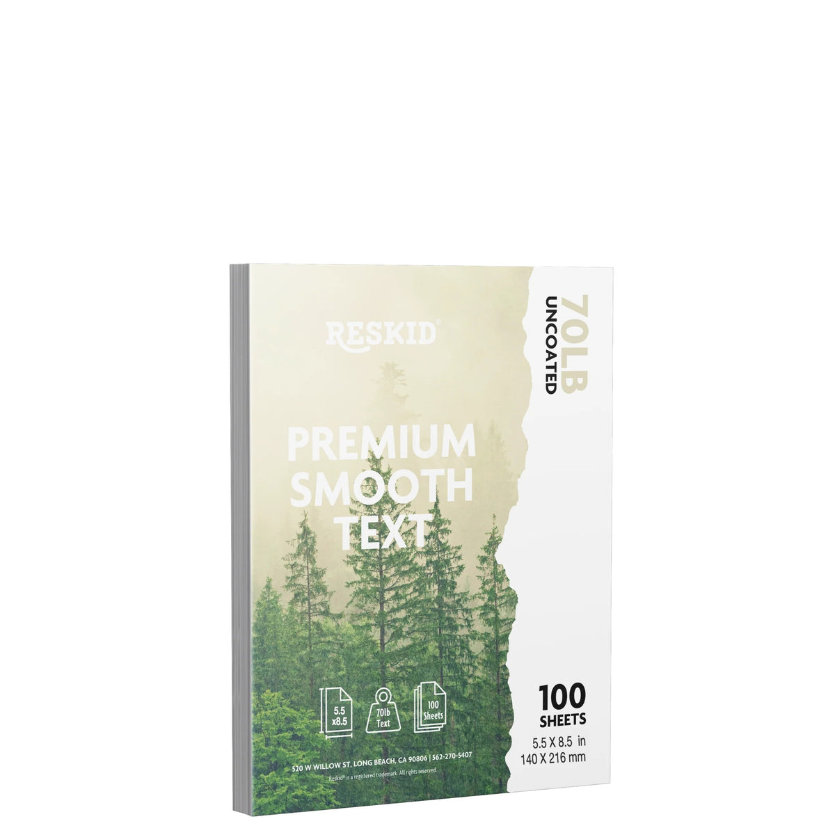 Reskid premium smooth text paper pack, 5.5 x 8.5 inch, 100 sheets