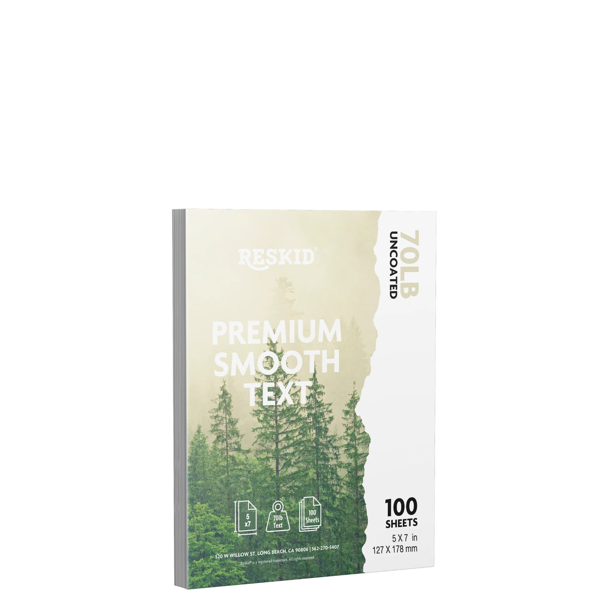 Reskid premium smooth text paper pack, 5 x 7 inch, 100 sheets