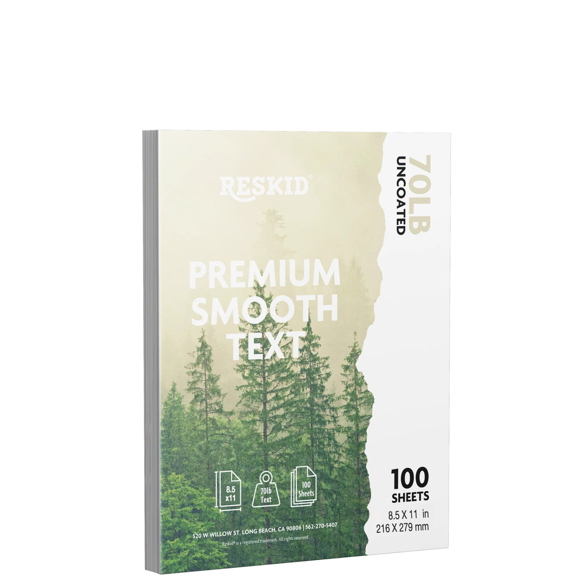 Reskid premium smooth text paper pack, 8.5 x 11 inch, 100 sheets