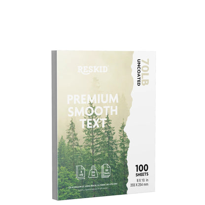Reskid premium smooth text paper pack, 8 x 10 inch, 100 sheets