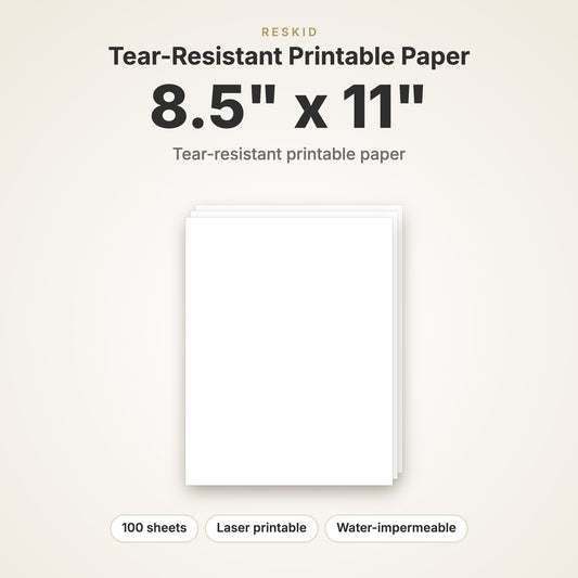 Reskid tear-resistant printable paper, 8.5 x 11 inch